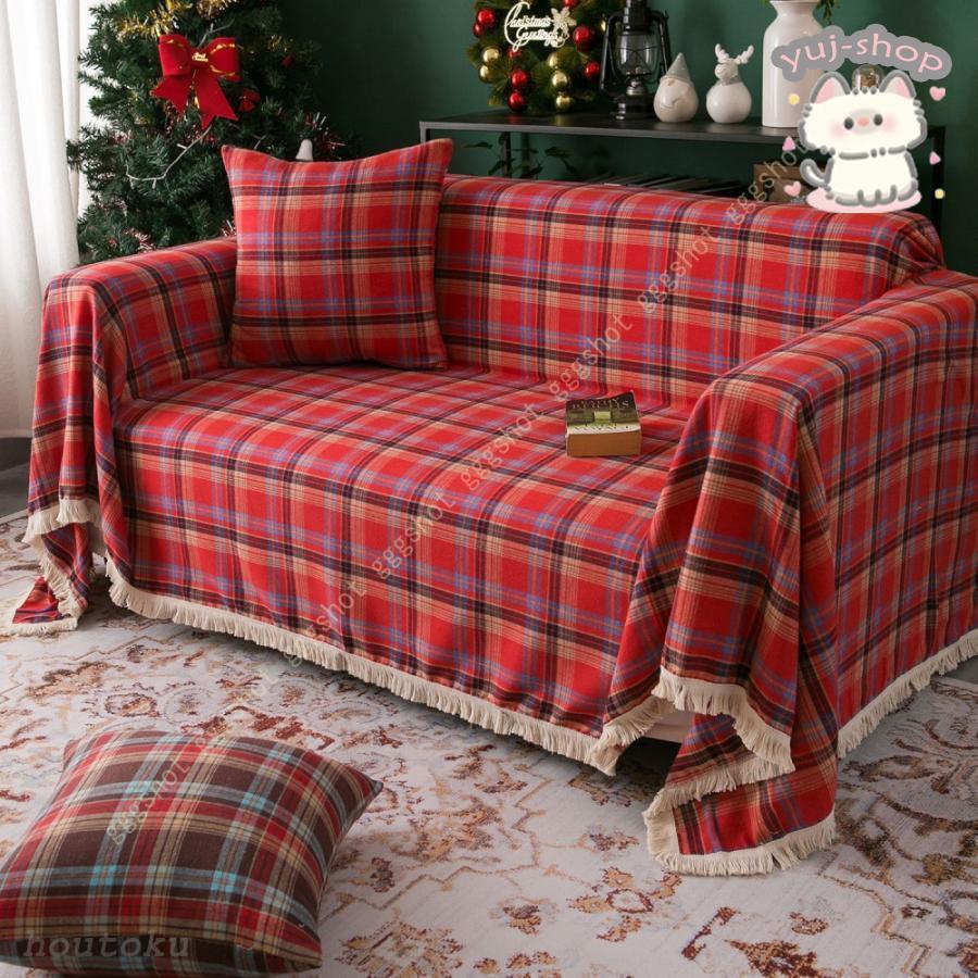 マルチカバー ソファ 長方形 おしゃれ チェック ポッシュリビング 布