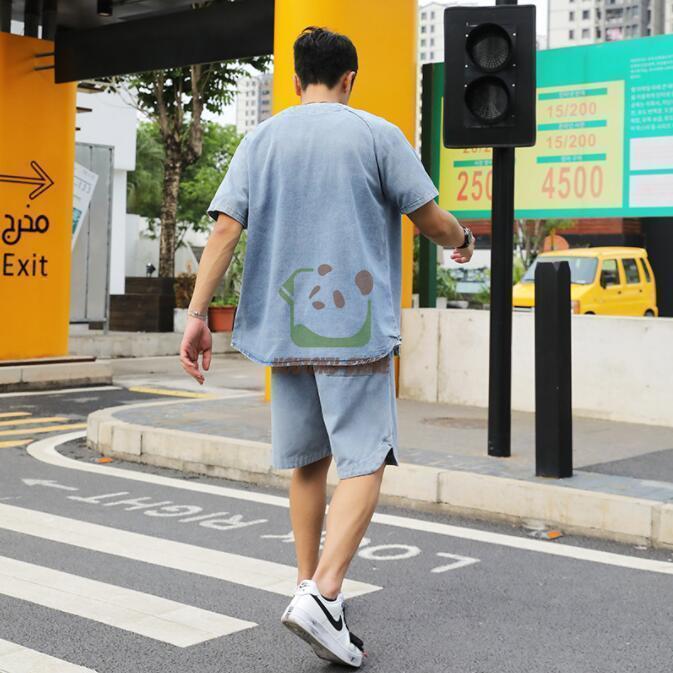 デニム セットアップ 半袖 メンズ 前開き オシャレ デニムシャツ