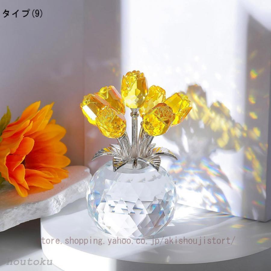 クリスタルバラガラス 置物 オーナメント クリスタル 花 テーブル