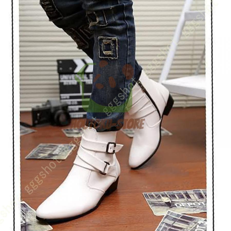 ブーツ ビジネスシューズ チェルシーブーツ ビジネス サイドジップブーツ メンズ チャッカーブーツ 革靴 ベルト プレーントゥ サイドジッパー 紳士靴｜houtoku-store｜14