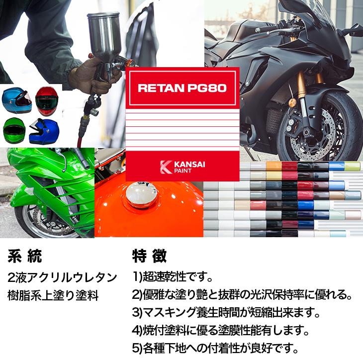 関西ペイント PG80 調色 ホンダ R334 (バイク色) ヴィクトリーレッド 原液カラーベース500g 原液カラークリヤー500g セット（3コート）｜houtoku｜02