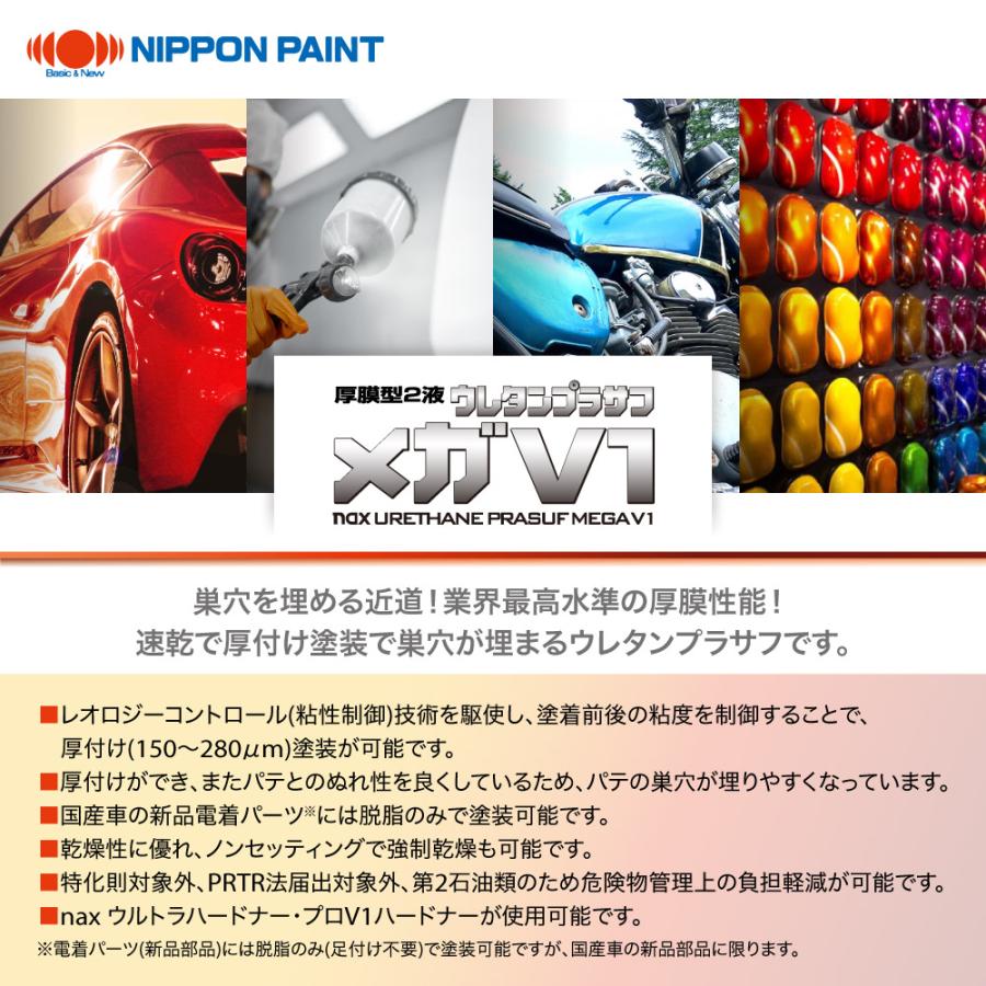 naxウレタンプラサフ メガV1 ブラック 1kgセット/日本ペイント