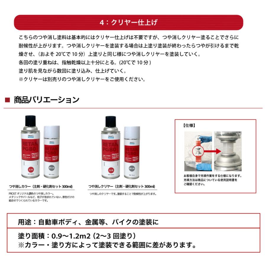 PROST's 2液型スプレー オリジナル調色 つや消し マットブラック 300ml