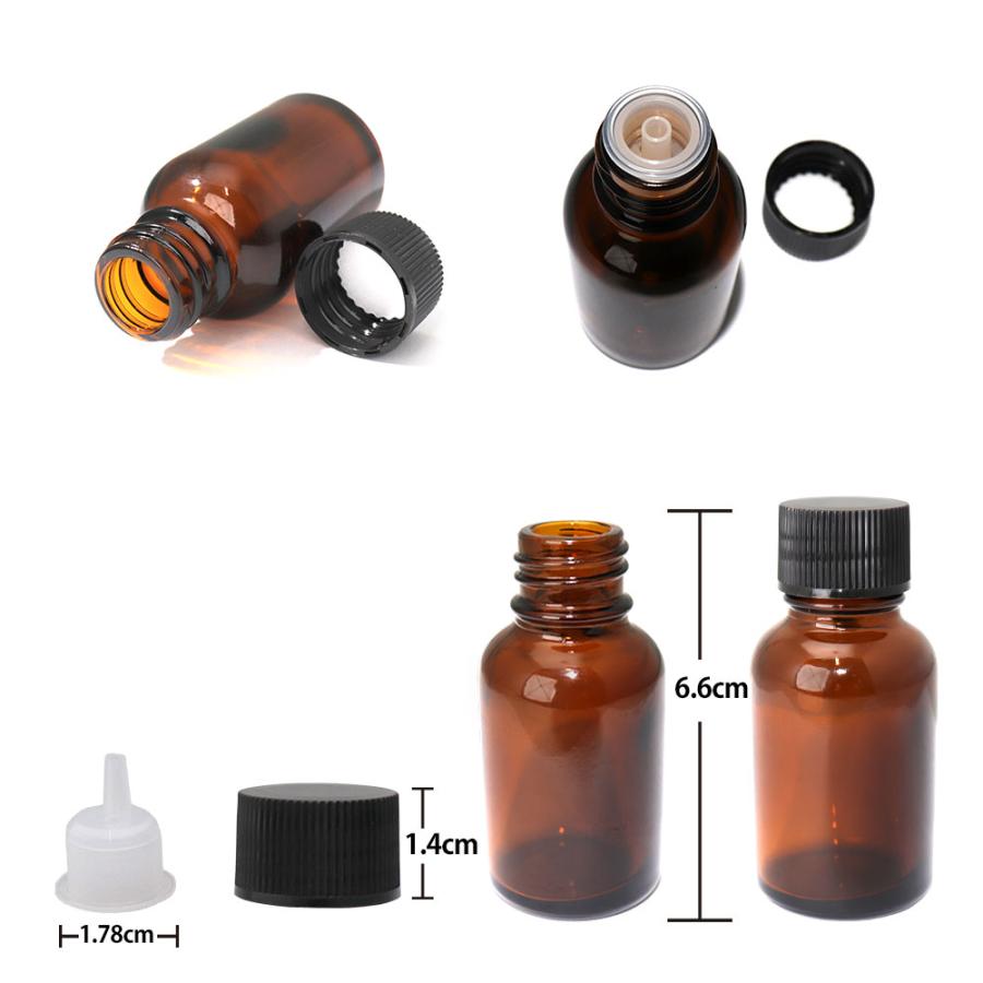 送料無料!!遮光瓶 20ml 黒キャップ、ドロッパー付き 50本セット/遮光瓶 コスメ アロマオイルの画像