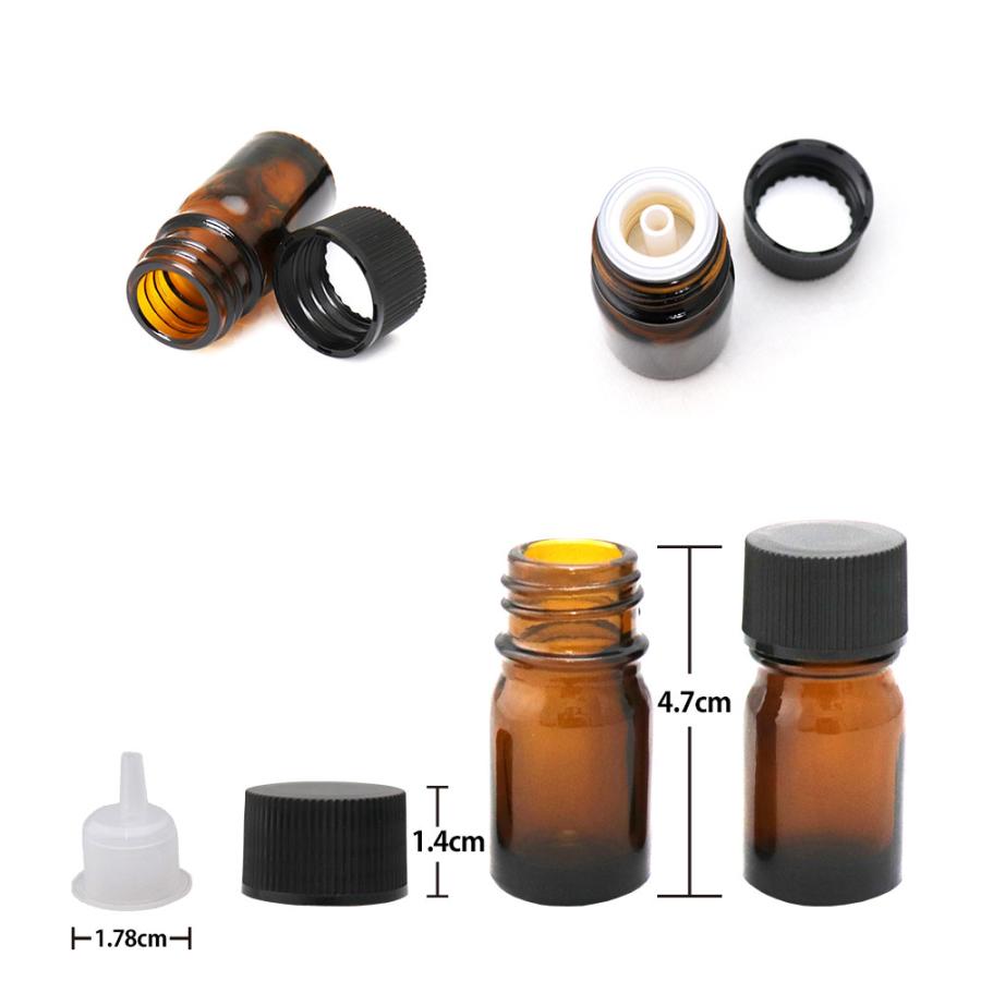 遮光瓶 5ml 黒キャップ、ドロッパー付き 10本セット/遮光瓶 コスメ