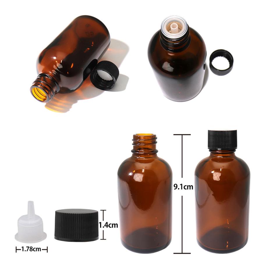 送料無料!!遮光瓶 60ml 黒キャップ、ドロッパー付き 50本セット/遮光瓶 コスメ アロマオイルの画像