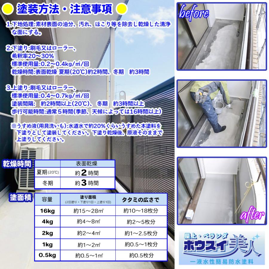 防水 塗料 一液 水性 簡易 / 屋上・ベランダ ボウスイ美人 500g