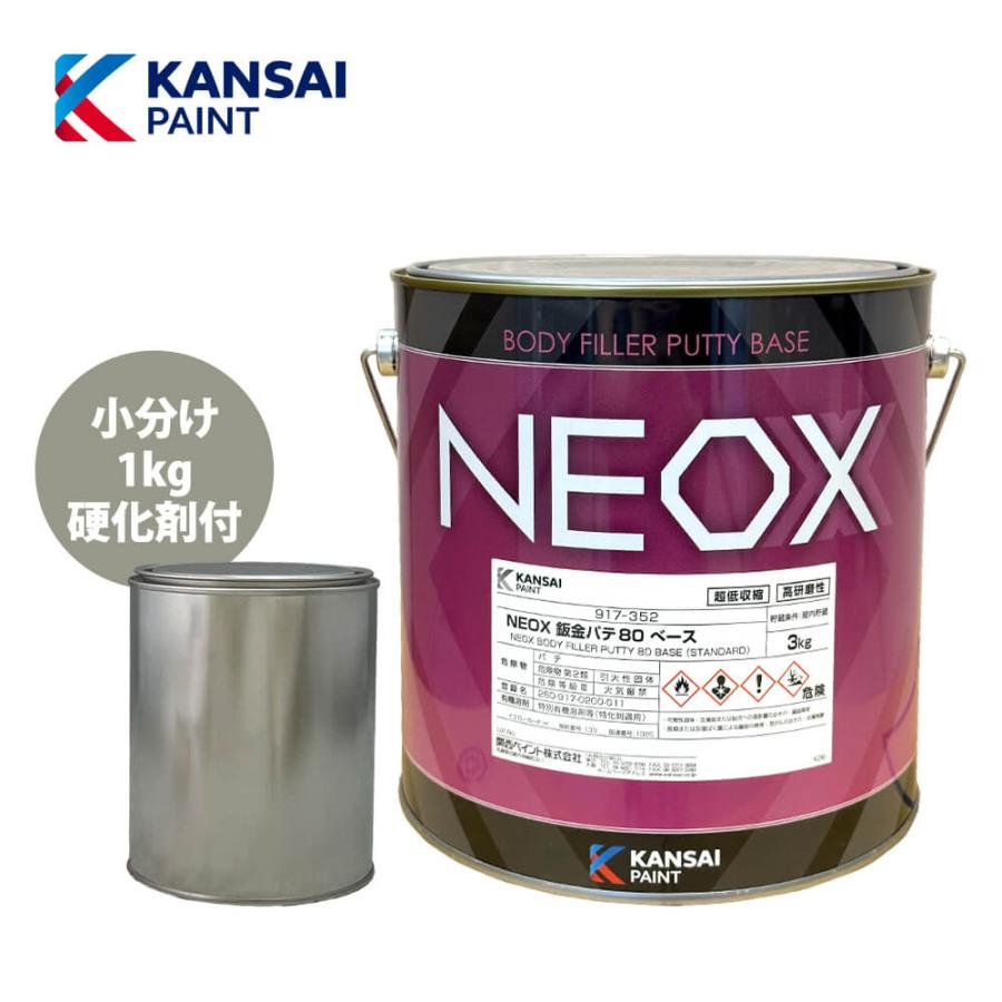 関西ペイント NEOX 鈑金パテ80 1kgセット/遅乾 厚盛20mm 板金/補修