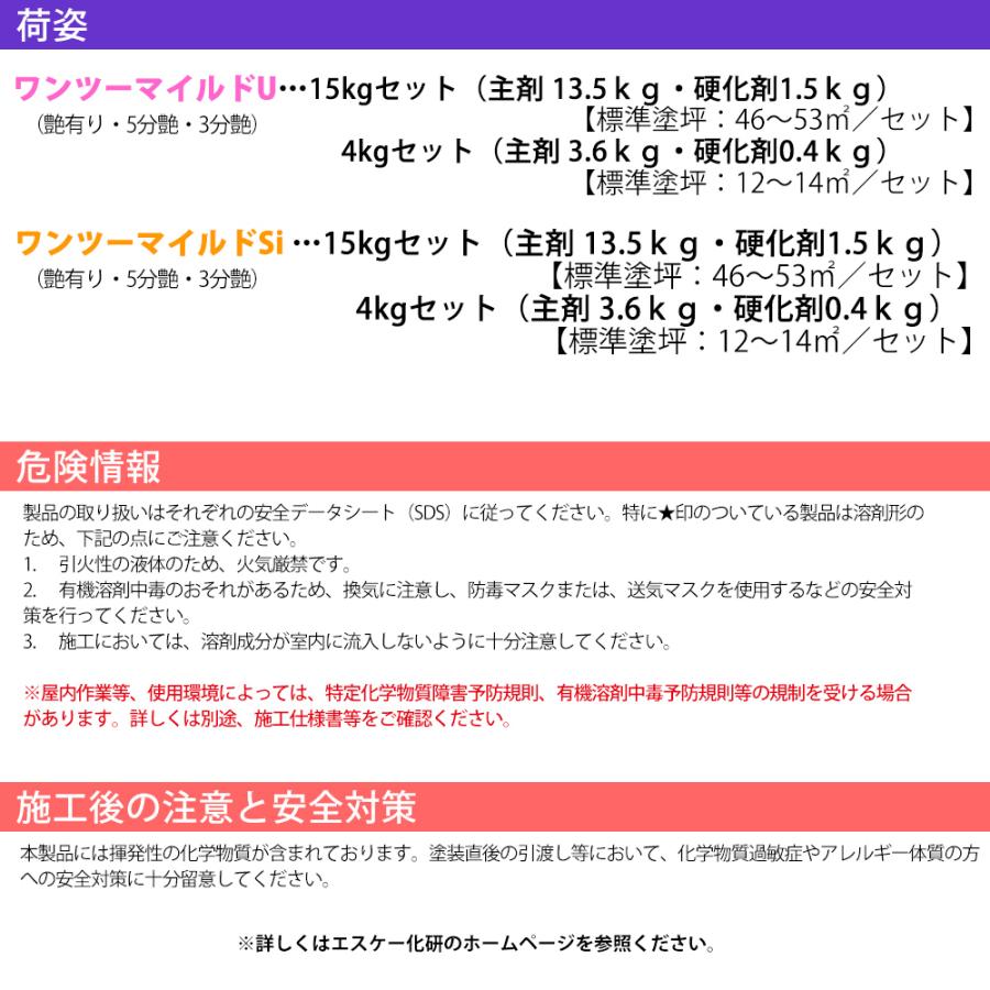 送料無料！ワンツーマイルドSi 4kgセット 3分艶 白/淡彩色 エスケー化 