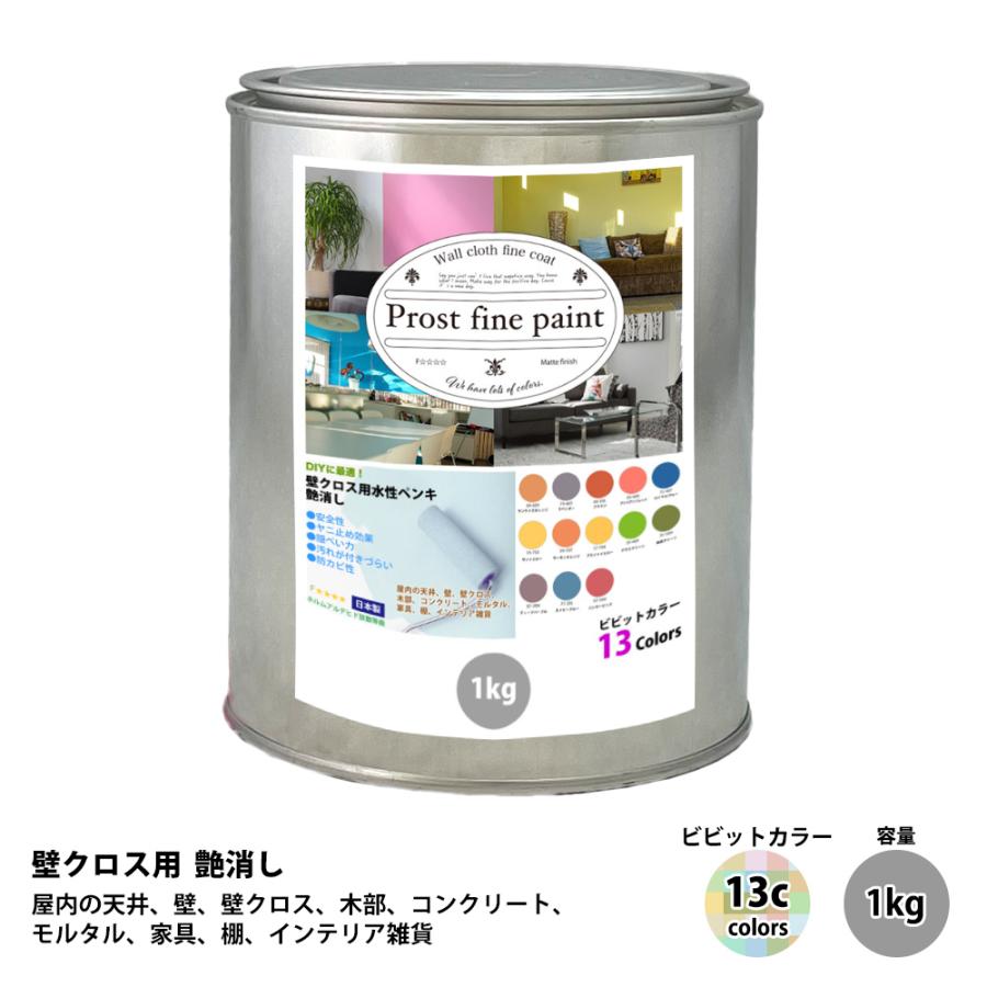 ペンキ 壁クロス用 水性塗料 つや消し ファインペイント ビビット