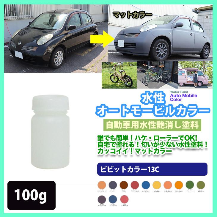 屋外 多目的用 ペンキ 全13色 100g 艶消し ビビットカラー 水性塗料