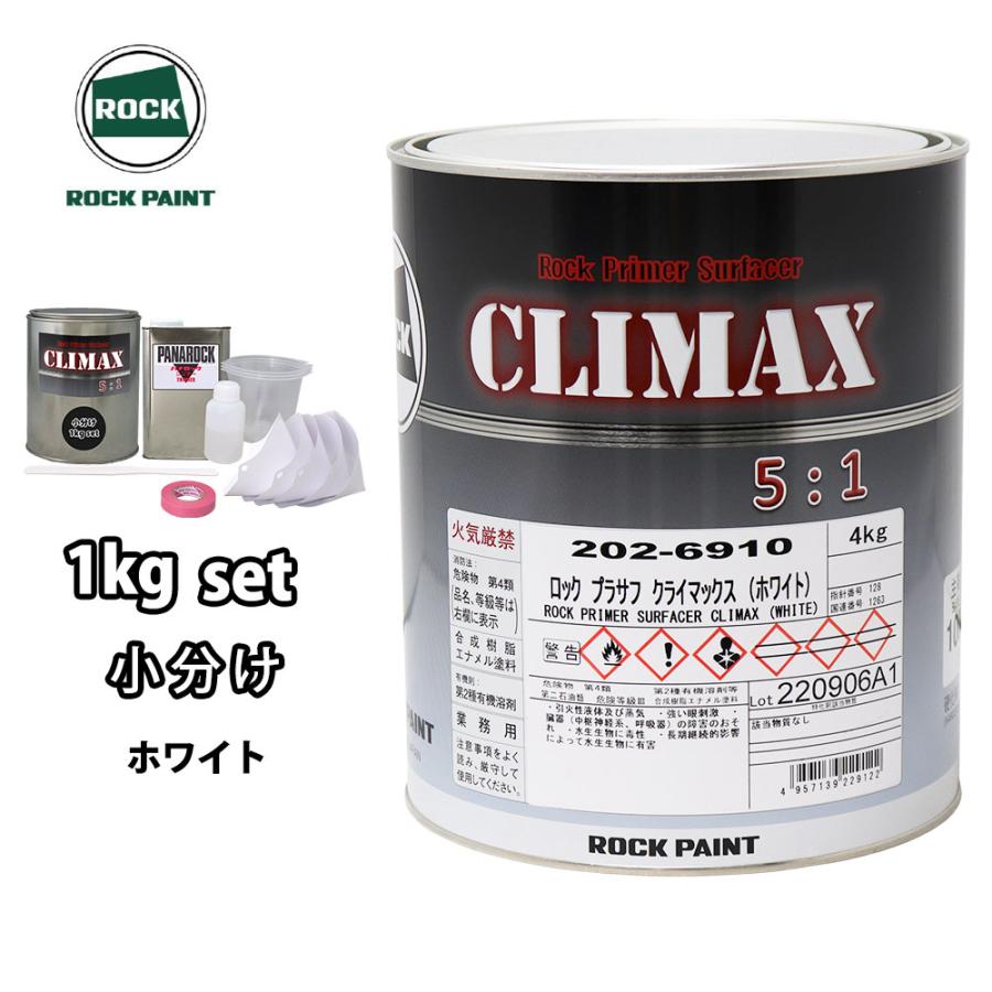 ロックペイント　プラサフ　クライマックス　ホワイト硬化剤付き4セット ロックプラサフクライマックス ホワイト 1kgセット/ロックペイント