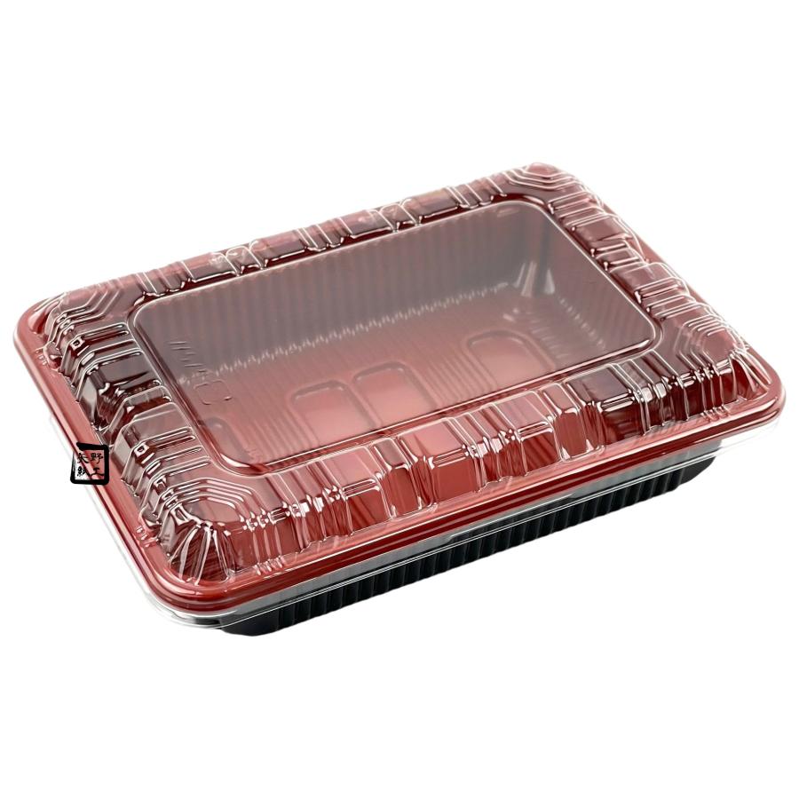 屋号必須 弁当容器 仕切無し KY-5 朱黒 164×119×31mm 外嵌合 KY 屋号必須 弁当容器 仕切無し KY-5 朱黒 164×119×31mm 外嵌合 KY