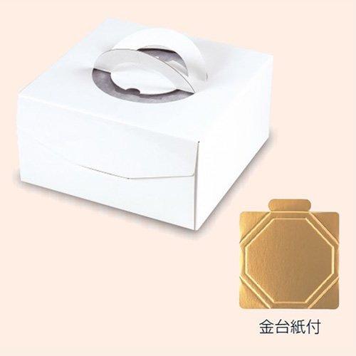 ヤマニパッケージ - 飾りつけ西洋菓子箱 DE-174T デコホワイト150 金裏張り付 7号 250×250×150粍 1容れもの100枚入 ラッピング、ケーキ箱-製菓、製パン用品