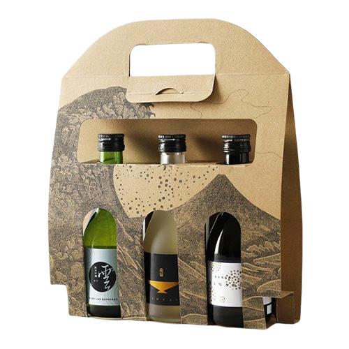 日本酒・焼酎用ギフト箱 アソートキャリー ミニボトル 3本 -波- 1