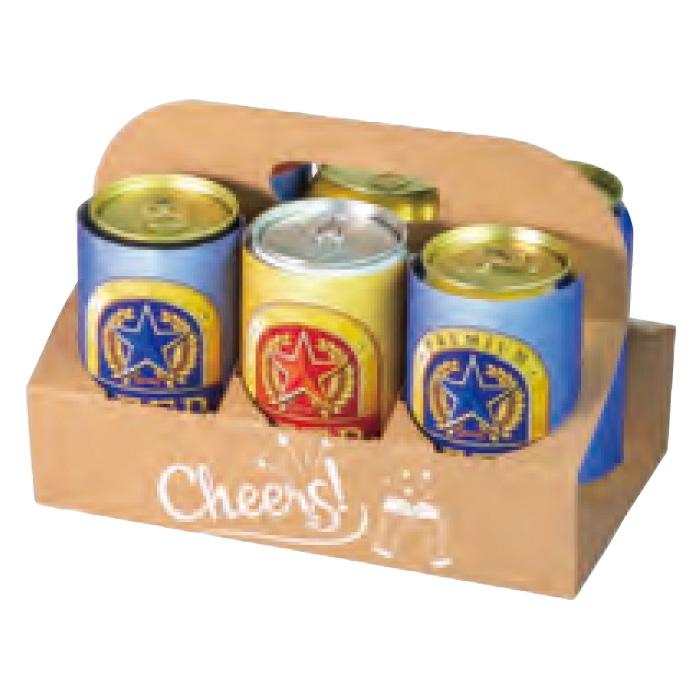 ヤマニパッケージ ビール箱 K-1621 缶ビールハンディ 6本 220×132