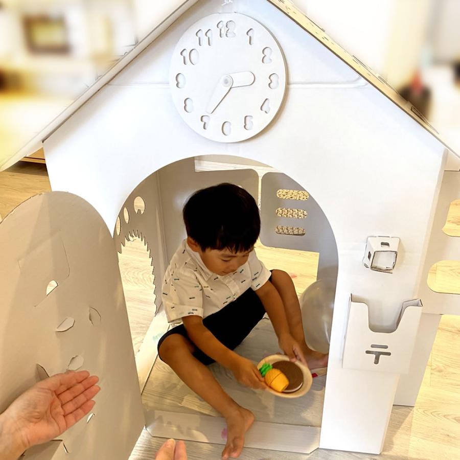 引き出物 ダンボールオンリーハウス白 段ボール おもちゃ 子供用 キッズ こども クリスマス 誕生日プレゼント 女の子 3歳 日本製 男の子 お家 2歳