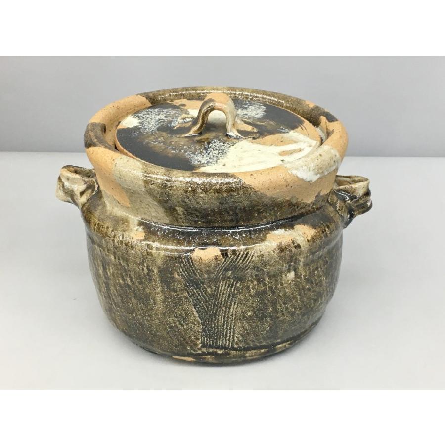 水指 叩き朝鮮唐津 耳付水指 中里忠寛作 共箱付き 茶道具 未使用 2403LT156_3