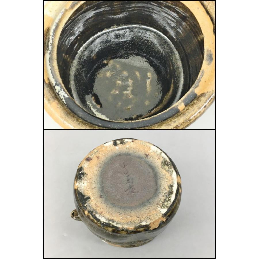 水指 叩き朝鮮唐津 耳付水指 中里忠寛作 共箱付き 茶道具 未使用 2403LT156_5
