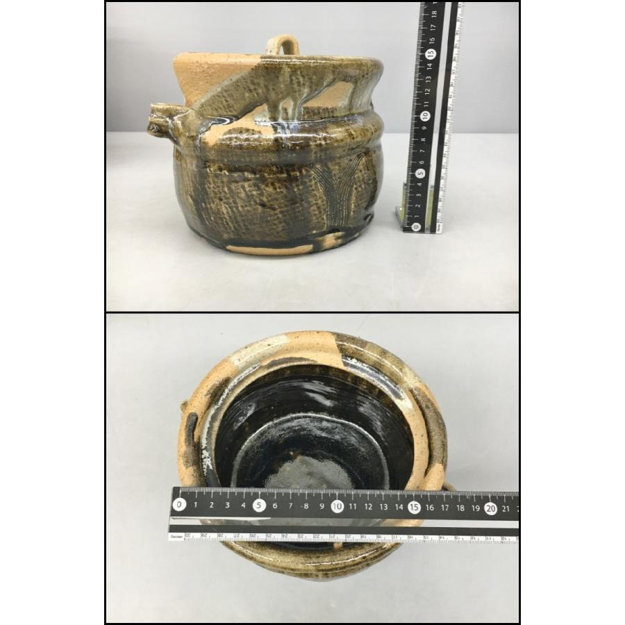 水指 叩き朝鮮唐津 耳付水指 中里忠寛作 共箱付き 茶道具 未使用 2403LT156_7