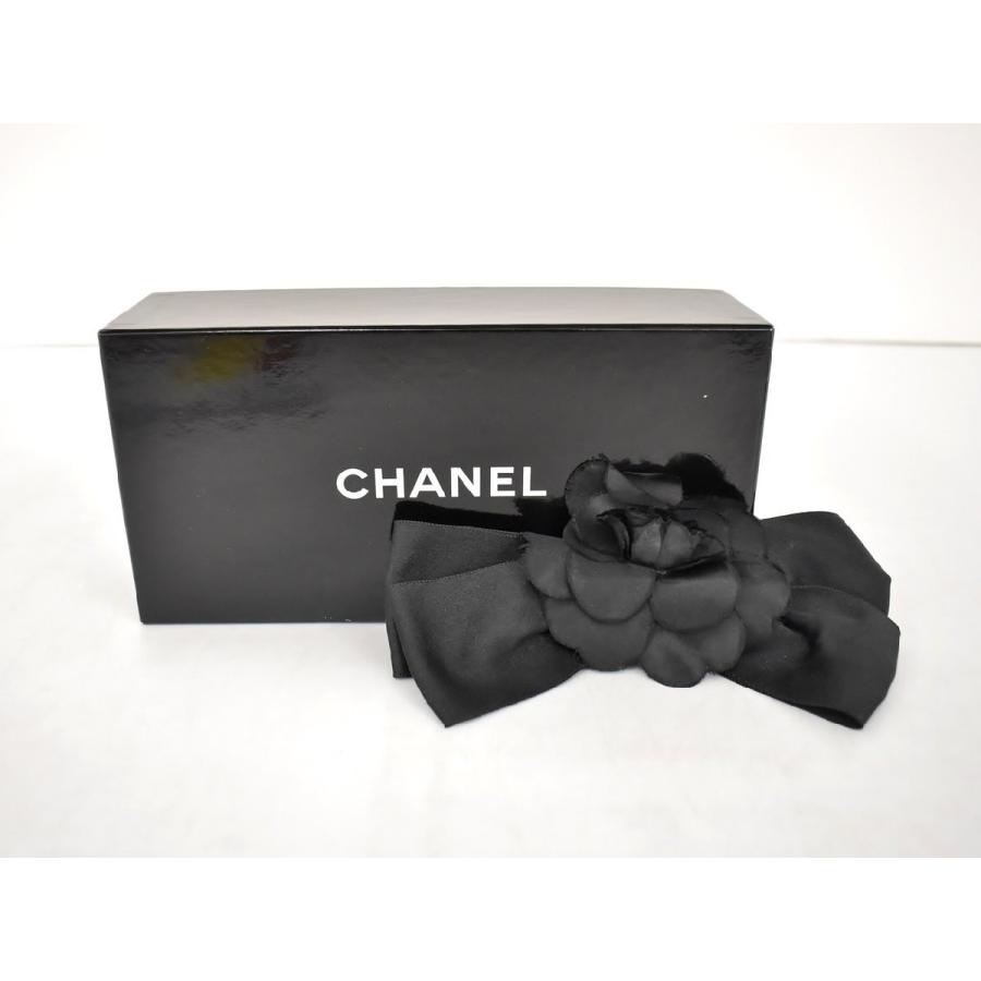シャネル CHANEL バレッタ カメリア リボンモチーフ ブラック 箱付き