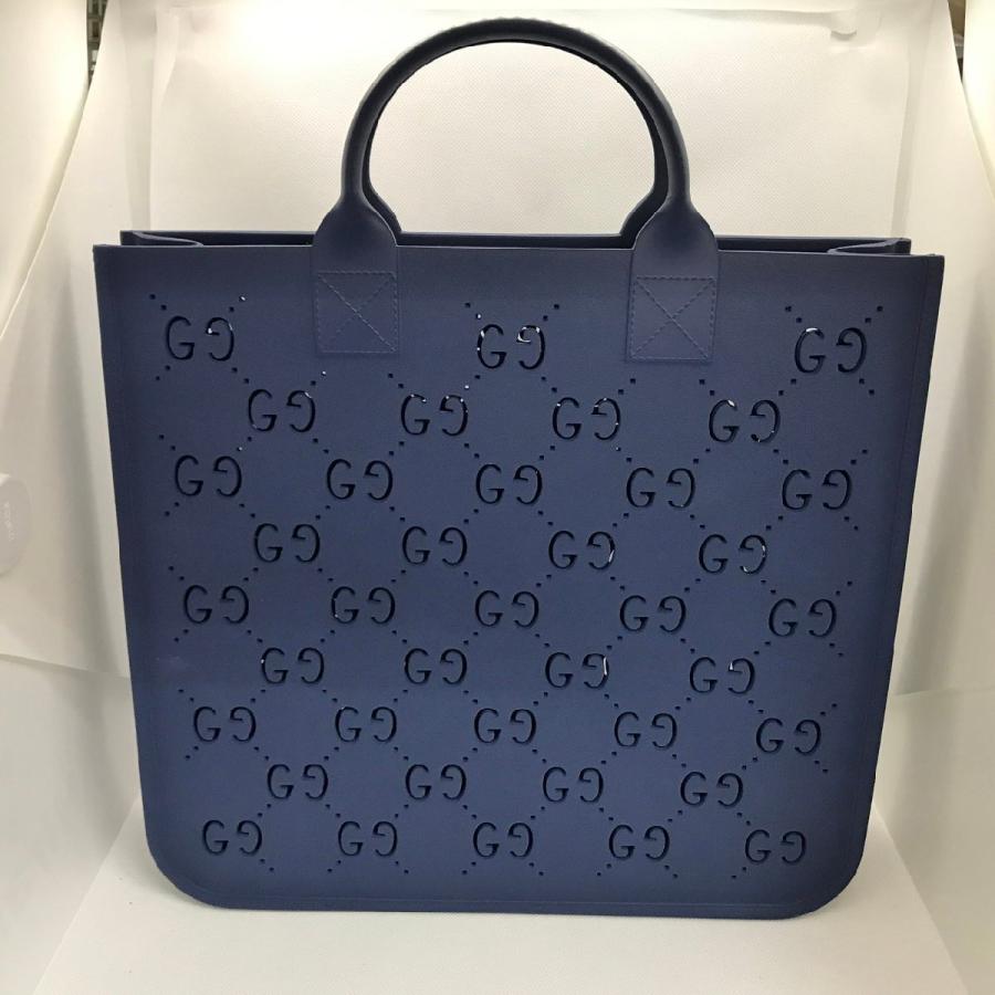 グッチ GUCCI ラバートートバッグ GGスプリーム ネイビー 679365