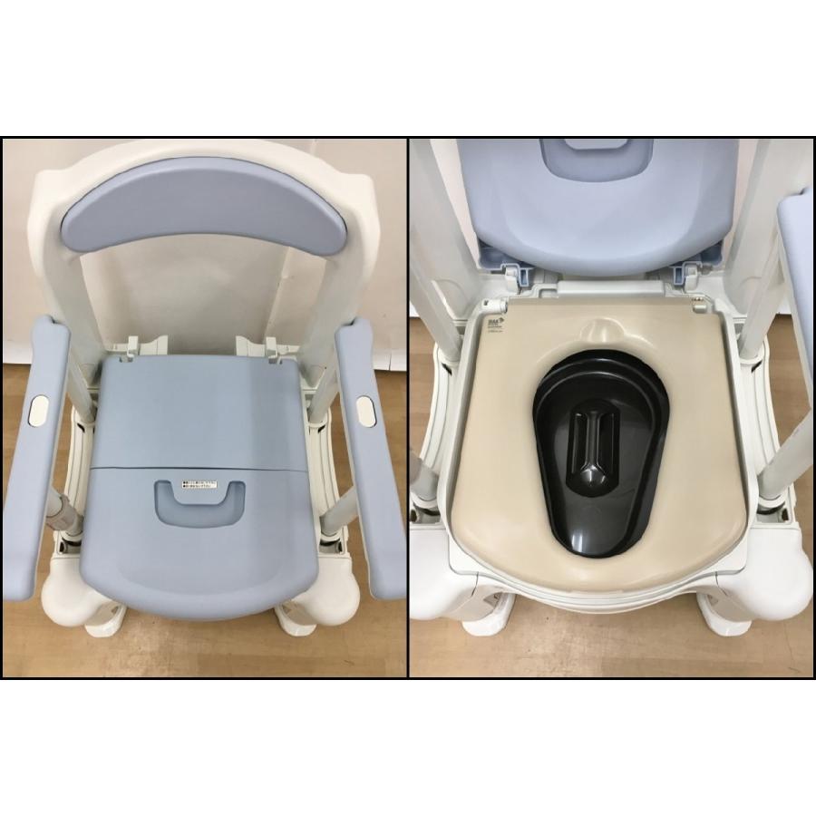 アロン化成 安寿 ポータブルトイレ らくゾウくん FX-30S 標準便座 ミストブルー 未使用 2512LR135_4
