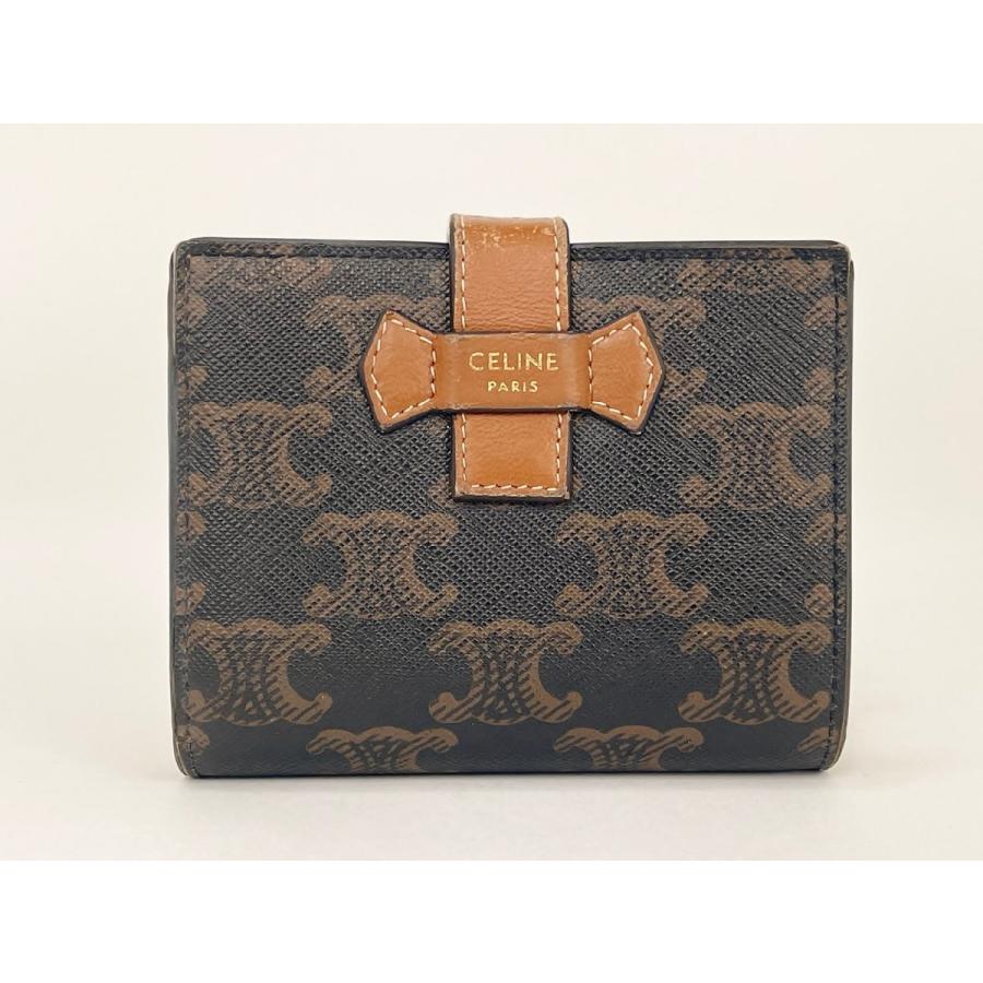 セリーヌ CELINE 二つ折り財布 トリオンフ スモールストラップウォレット → 2602LA005 | 
