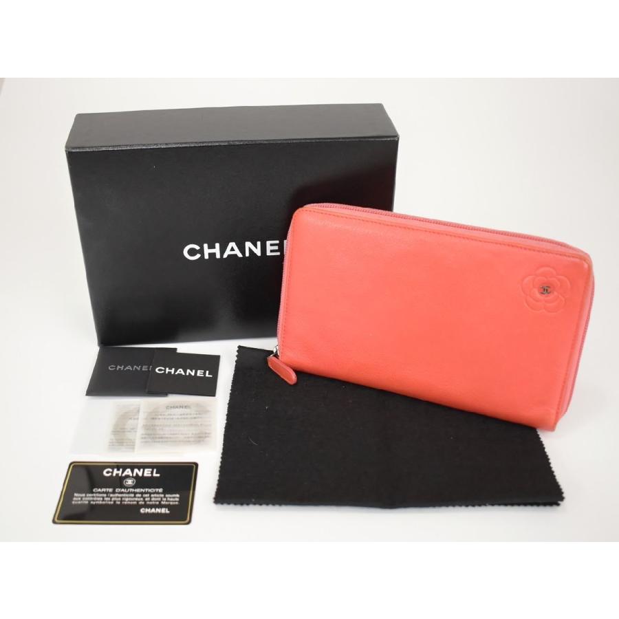 シャネル CHANEL 長財布 オレンジ系 ラウンドファスナー カメリア オーガナイザー → 2602LA012 |  | 01