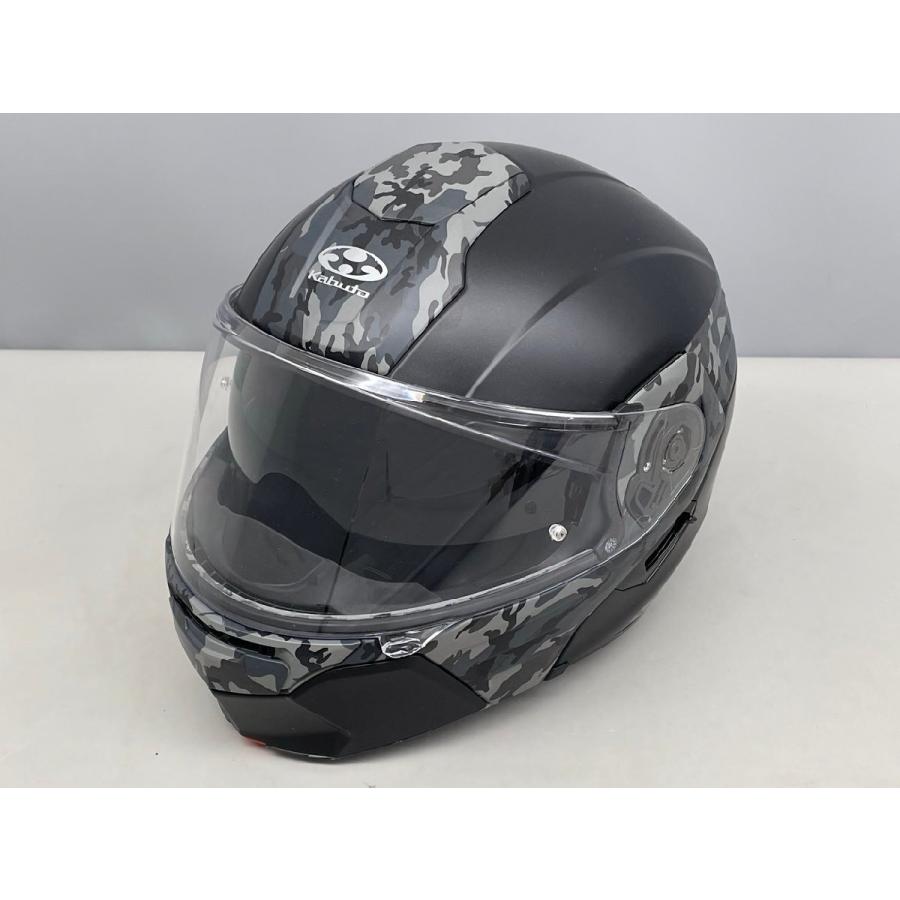 OGK KABUTO カブト バイク用フルフェイスメルメット KAZAMI CAMO フラットブラック/グレー M 57-58cm 保存袋付き 2602LR108 | 