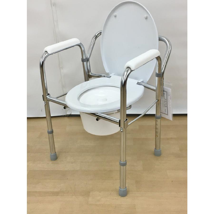 日進医療器 ポータブルトイレ 折りたたみ式トイレチェア TY524 スチール製 簡易型トイレ 介護用品 未使用 2602LR229 | 