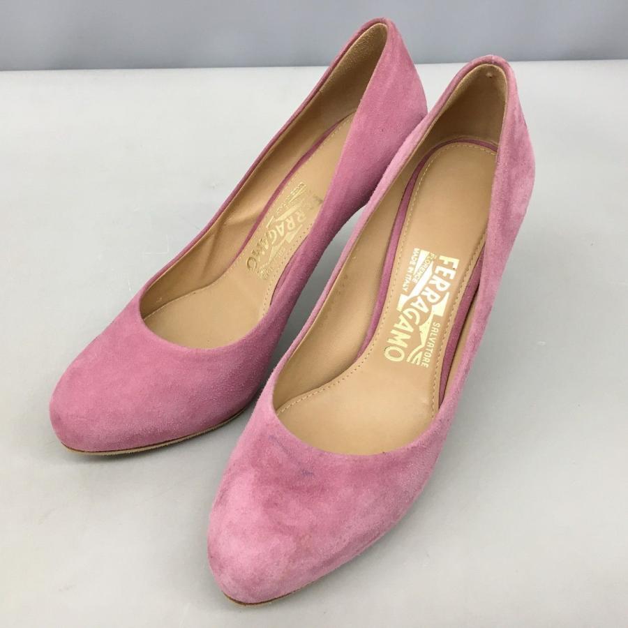 サルヴァトーレ フェラガモ Salvatore Ferragamo ラウンドトゥパンプス 6 ピンク ハイヒール レディース スエード イタリア製 2602LT205 | 