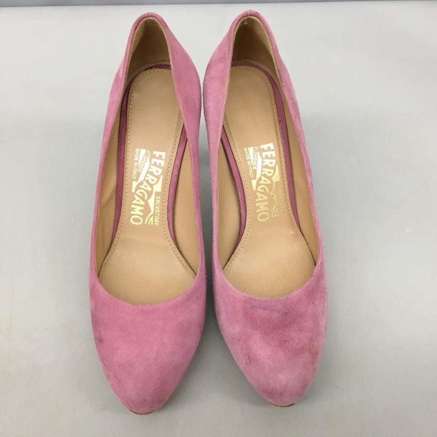 サルヴァトーレ フェラガモ Salvatore Ferragamo ラウンドトゥパンプス 6 ピンク ハイヒール レディース スエード イタリア製 2602LT205 |  | 02
