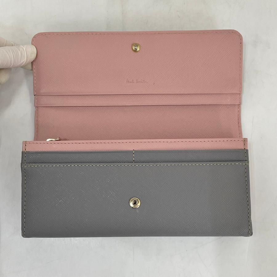 バイカラー長財布 ポール・スミス Paul Smith グレー ピンク 