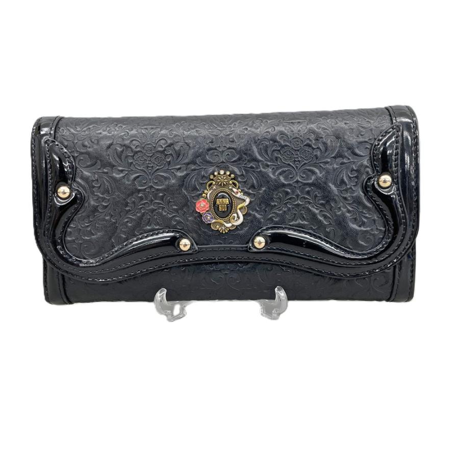 ANNA SUI（アナスイ） 長財布 ブラック 小銭入れ がま口 保存袋付き