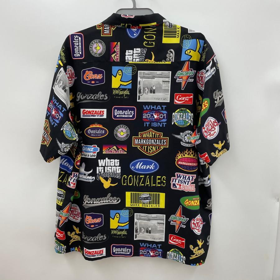 半袖シャツ マーク ゴンザレス Mark Gonzales L 総柄 ブラック