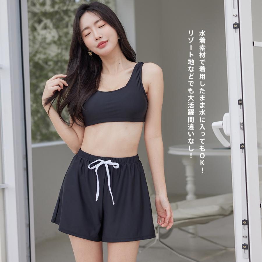 水着 レディース 体型カバー ビキニ ショートパンツ 3点セット ハイ
