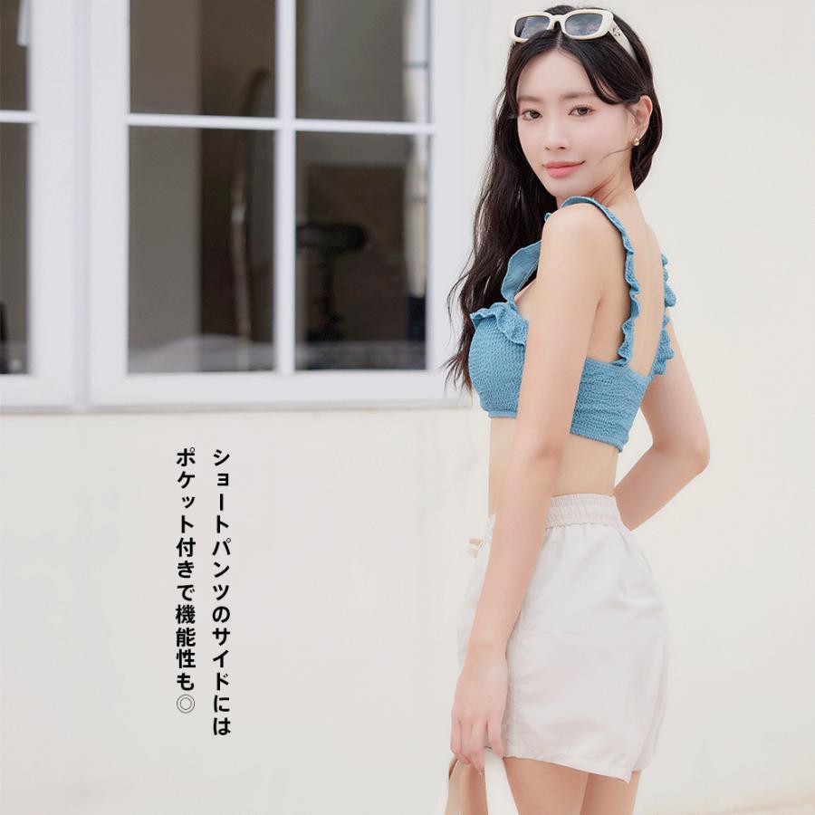 水着 レディース ビキニ ショートパンツ 3点セット ハイウエスト 体型