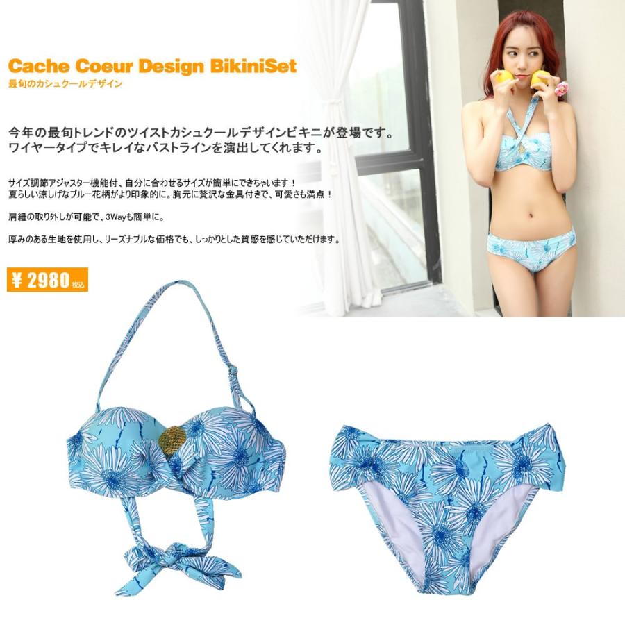 レディース 花柄 水着 ビキニ バンドゥ ビキニ/S/M/L カシュクールビキニ トレンド セパレート mizugi 2点セット｜hoyuki｜02