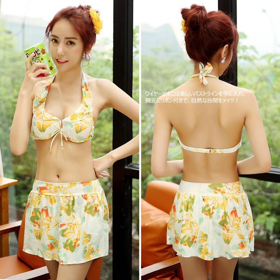 水着 レディース 体型カバー タンキニ ビキニ 花柄 パステル柄 4