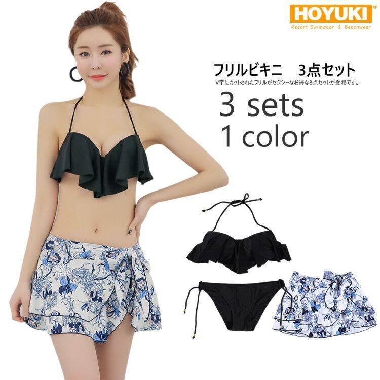 水着 レディース ビキニ水着 フレア水着 花柄 3点セット S/M/L 水着 レディース ビキニ水着 フレア水着 花柄 3点セット S/M/L
