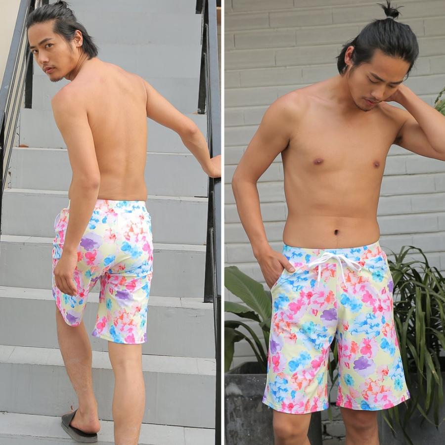 水着 メンズ ビーチパンツ トランクス ハーフパンツ ヤシ柄 水濡れOK