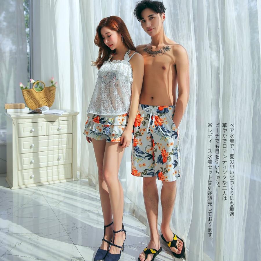 水着 メンズ ビーチパンツ トランクス ハーフパンツ 花柄 フラワー