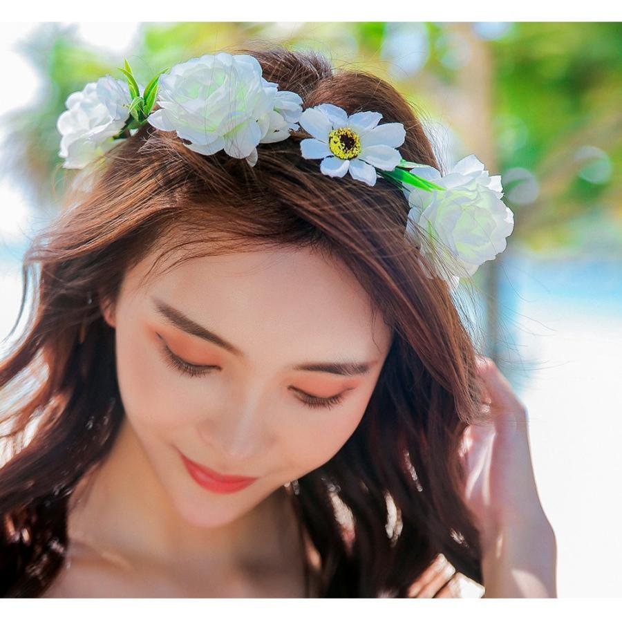 花飾りの女 Amazon | Wakaka 花冠 お花の冠 花嫁 髪飾り フラワーティアラ