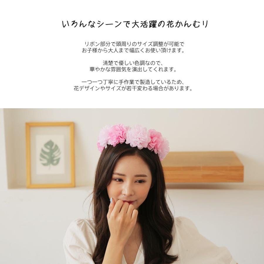 花かんむり 花 ヘアアクセサリー 大人 ピンク オレンジ 髪飾り フェス