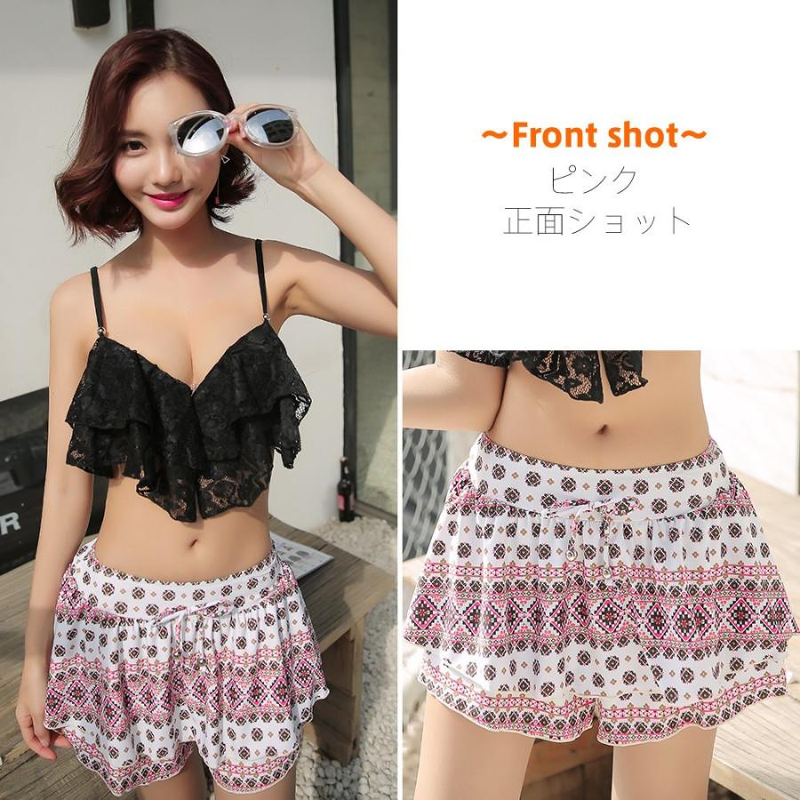 レディース 体型カバー S/M/L ショートパンツ 水着 花柄 セパレート