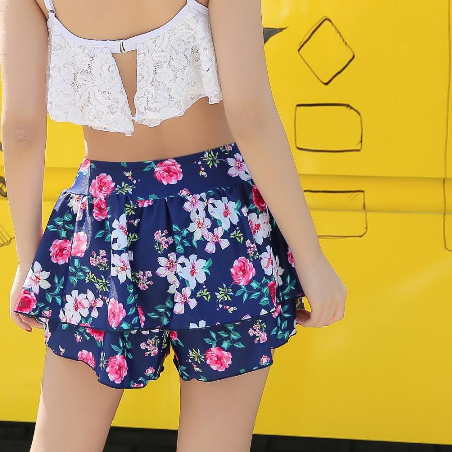 レディース 体型カバー S/M/L ショートパンツ 水着 花柄 セパレート