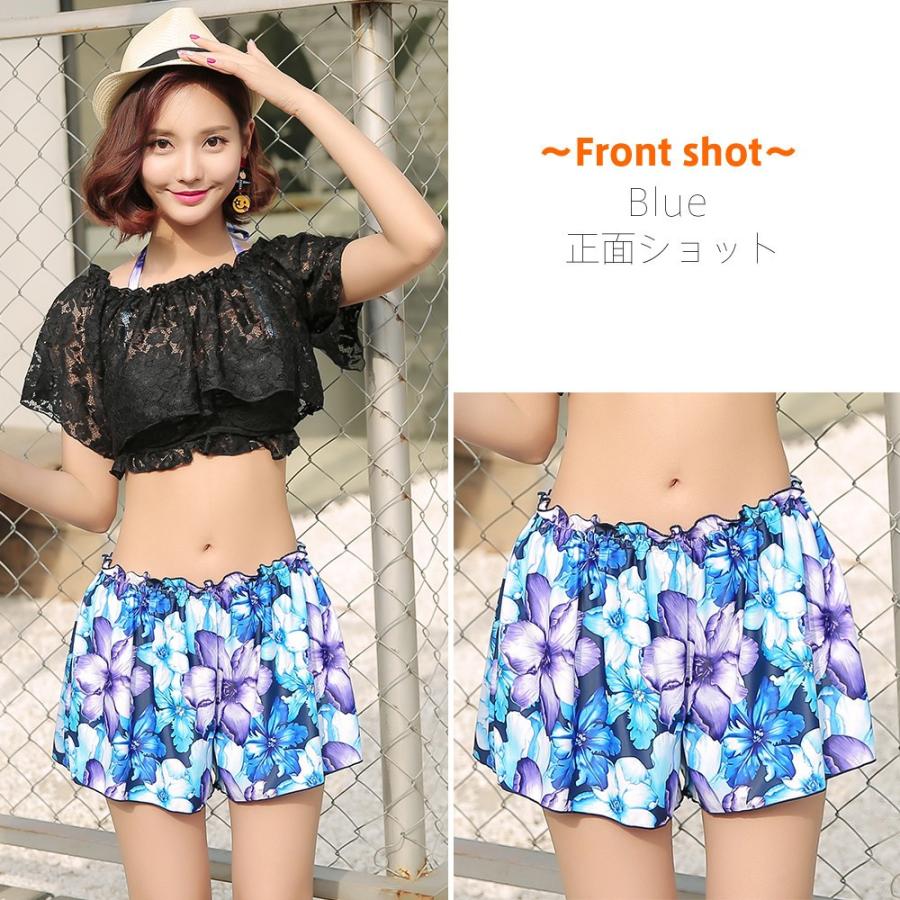 レディース 体型カバー 花柄 ショートパンツ S/M/L リゾート ママ