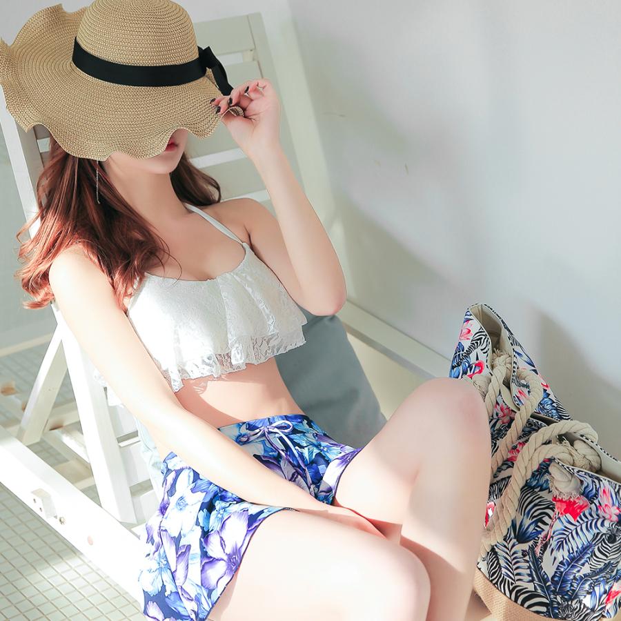 水着 レディース 3点セット レースフリル 可愛い 海 プール リゾート 