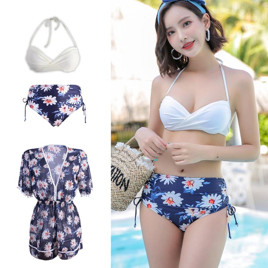 水着 レディース 3点セット オールインワン ハイウエスト 2way